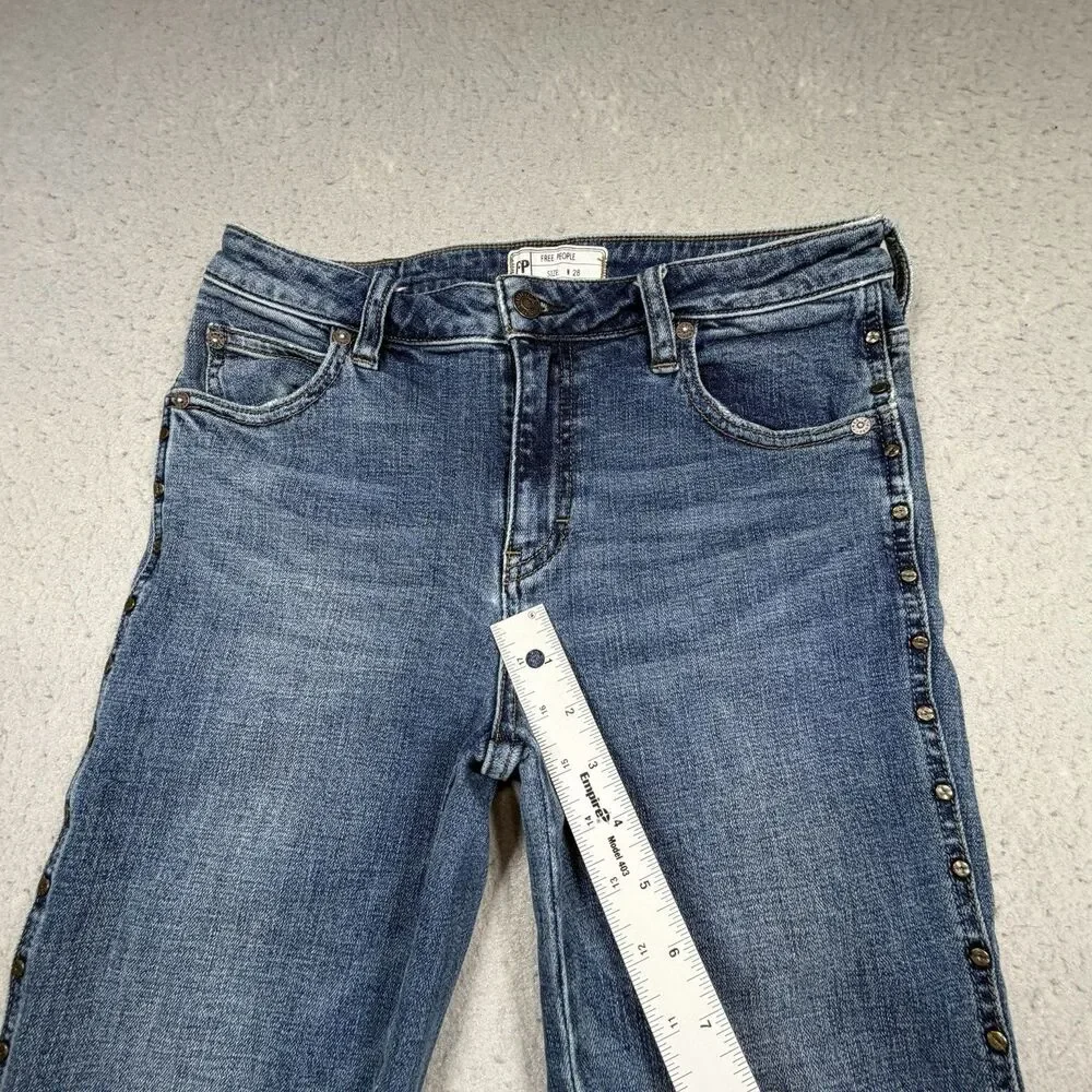 FP Free People Jeans Women’s Size 28 Blue Boot Cut Metal Studs Denim Pockets